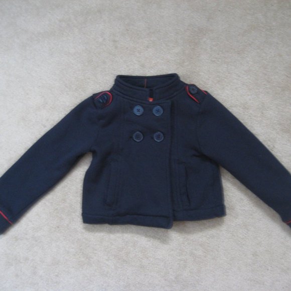 Joe Fresh, cute as a button Girls 4 year toddler, navy blue with red trim - Picture 1 of 6